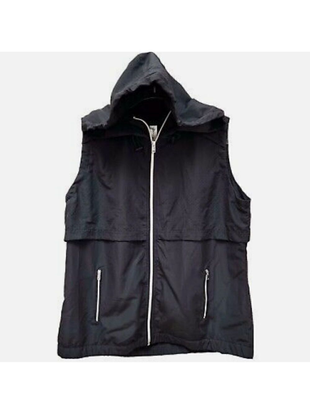 Lorna Jane Active Zip Up Hooded Sleeveless Windbreaker Jacket Black - Picture 2 of 10